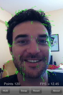 Lucas Kanade Optical Flow for the iPhone - Head still, camera moving backwards